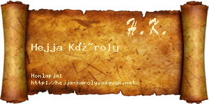 Hejja Károly névjegykártya
